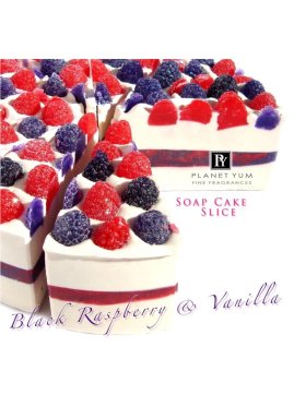 Planet Yum Black Raspberry & Vanilla Natural Soap 1x Cake Slice 120g