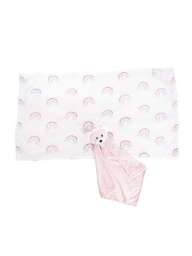 Baby Gift Box - Bear Comforter and Blanket - Baby Pink