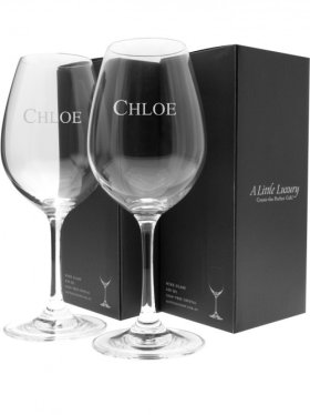 Pair of Engraved Crystal Wine Glasses, 430ml x 2