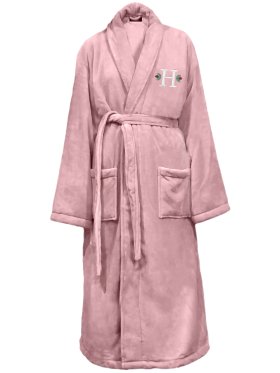 Embroidered Plush Ultra Soft Robe - Blush