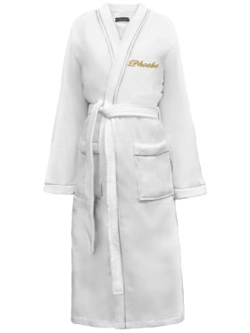 Embroidered Cotton Velour Bathrobe